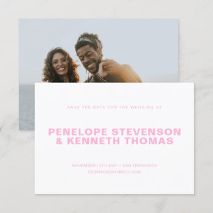 Save The Date Mariage photo simple moderne Fiançailles rose
