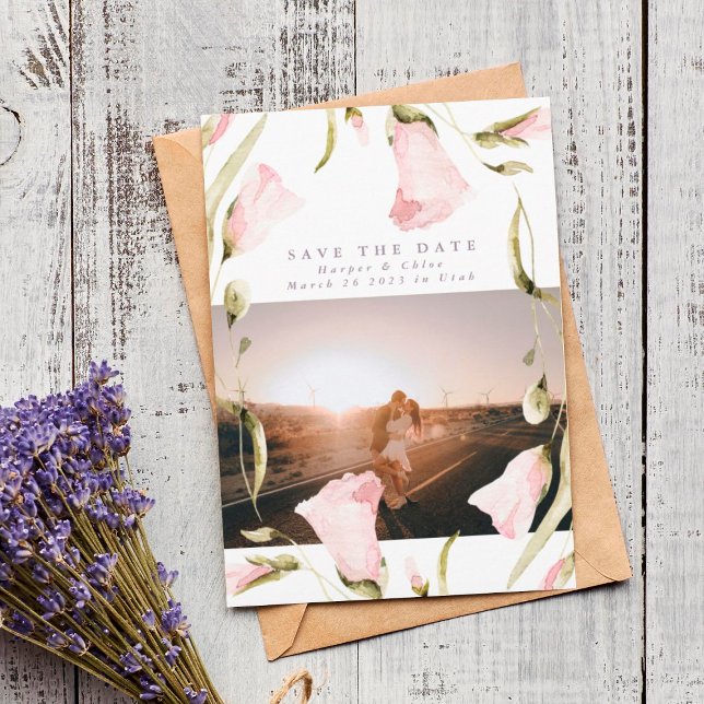 Save The Date Mariage photo Spring Bold Fleurs sauvages Boho (Créateur téléchargé)