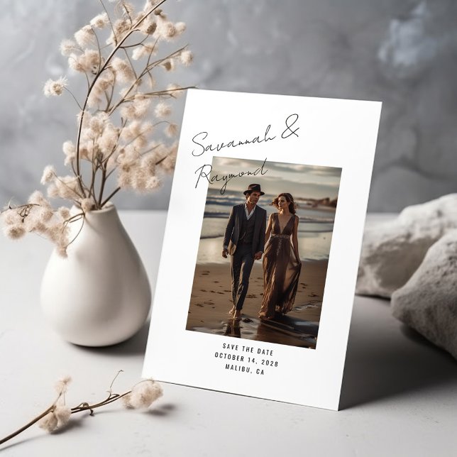 Save The Date Mariage photo style signature de script moderne (Créateur téléchargé)