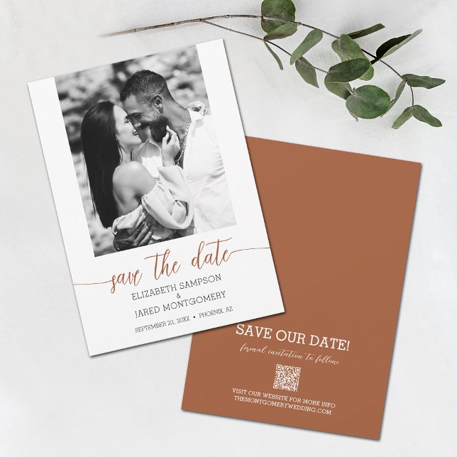 Save The Date Mariage photo Terracotta (Créateur téléchargé)