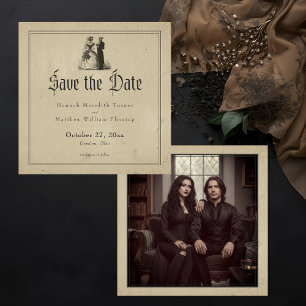 Save The Date Mariage Photo Toile Noir Gothique Vintage Tan
