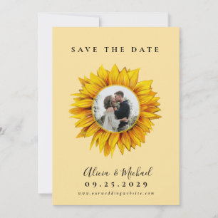 Save The Date Mariage photo tournesol rustique enregistrer la da