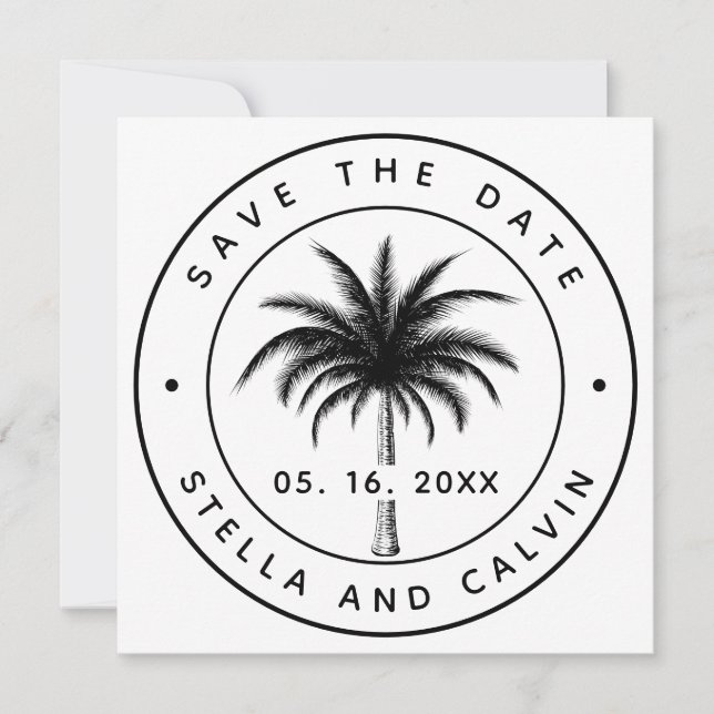 Save The Date Mariage photo Tropical Palm Tree (Devant)