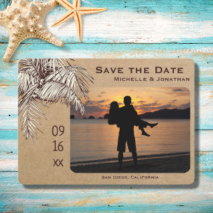 Save The Date Mariage photo Tropical Palm Tree Beach