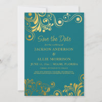 Mariage photo Turquoise brillant Gold Flourish