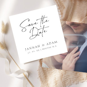 Save The Date Mariage Photo Typographie Script Noir Et Blanc