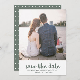 Save The Date Mariage photo vert Polka Dot