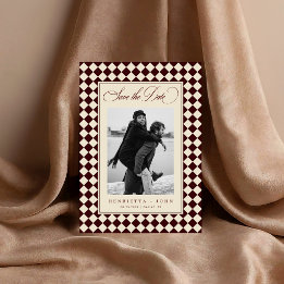 Save The Date Mariage Photo Vieux Argent Prépa à Carreaux 2