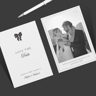Save The Date Mariage photo Vintage minimaliste noir à ruban noi