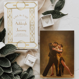 Save The Date Mariage photo Vintage or déco
