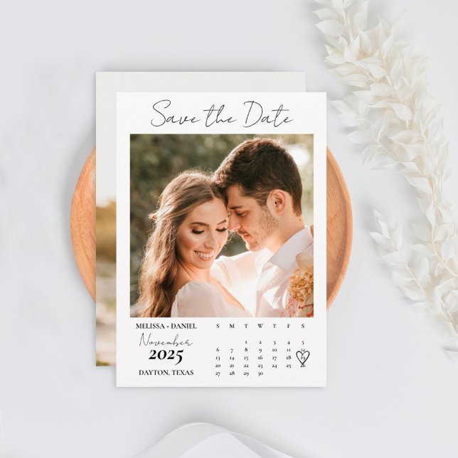 Save The Date Mariage photo White Calendar Couple Two (Créateur téléchargé)