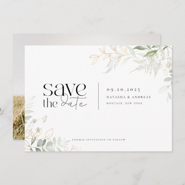 Save The Date Mariage photo Wild Forest Greenery (Devant / Derrière)