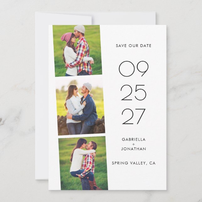 Save The Date Mariage PhotoCollage moderne simple (Devant)