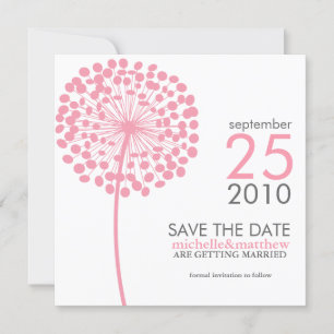 Save The Date Mariage Pissenlit Rose Enregistrer la Date
