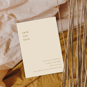 Save The Date Mariage Police de Machine à Écrire Rétro Ocre Mini