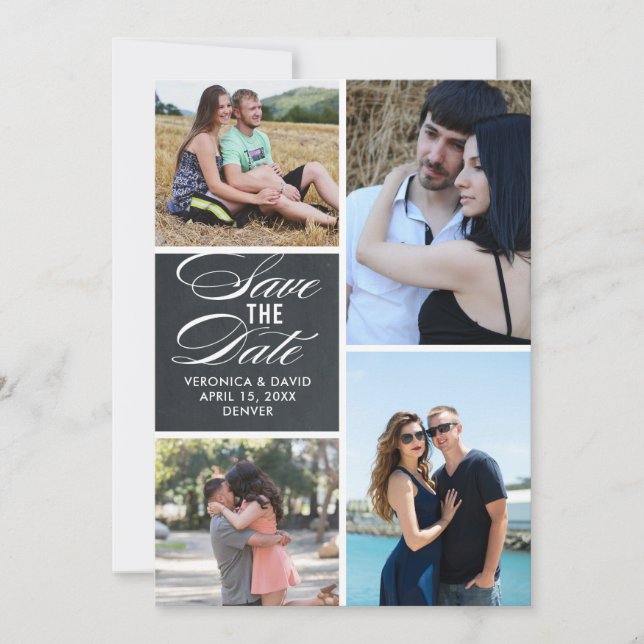 Save The Date Mariage portrait images multiples enregistrer la d (Devant)
