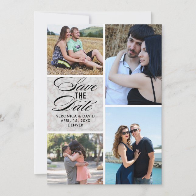 Save The Date Mariage portrait images multiples enregistrer la d (Devant)