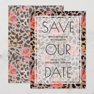 Save The Date Mariage Poster de animal rose floral Enregistrer l