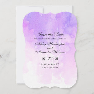 Save The Date Mariage pourpre aquarelle. lavande romantique