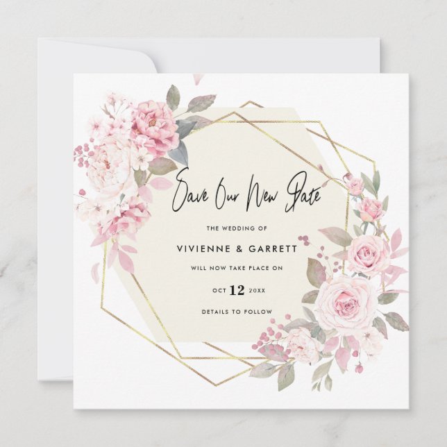 Save The Date Mariage reporté Mariage nouvelle date (Devant)
