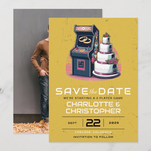 Save The Date Mariage Retro Arcade (Devant / Derrière)