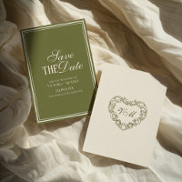 Mariage Rétro Argent Ancien Vert Olive Ivoire