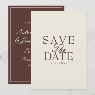 Save The Date Mariage Rétro Argent Vieux Chocolat Fantaisie