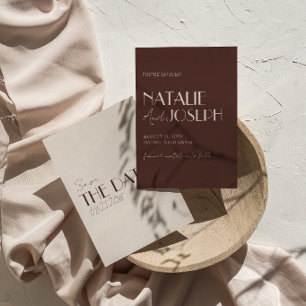 Save The Date Mariage Rétro au Chocolat Brun de l'Ancienne Fortu
