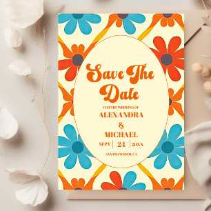 Save The Date mariage rétro Super orange des années 70