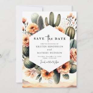 Save The Date Mariage romantique Boho Cactus