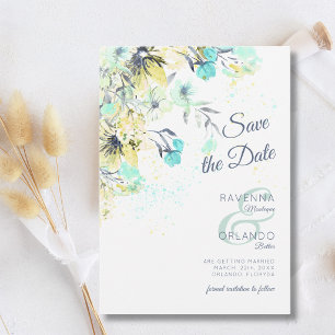 Save The Date Mariage romantique botanique aux fleurs sauvages p