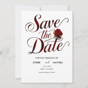 Save The Date Mariage romantique de rose rouge