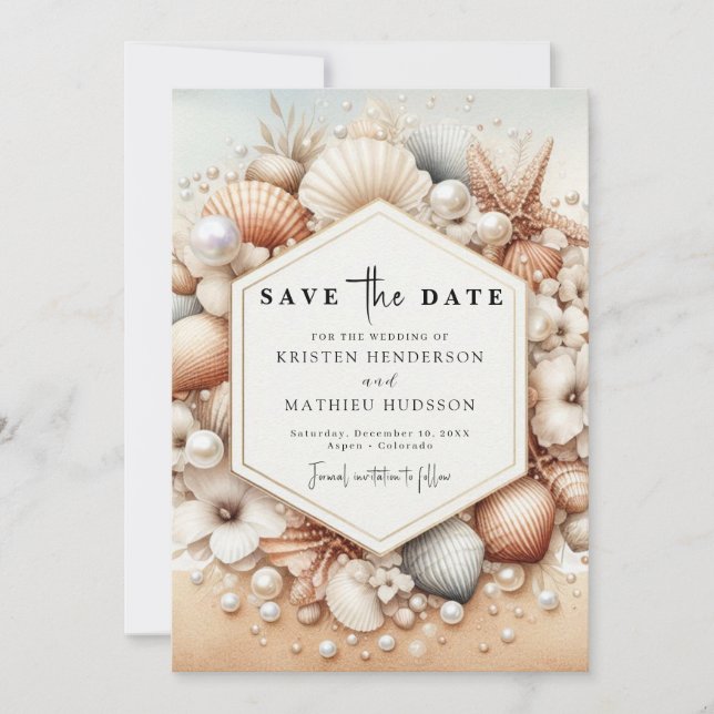 Save The Date Mariage romantique minimal sur la plage (Devant)