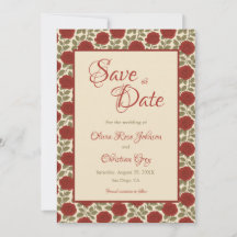 Mariage romantique rouge rose Sauvez la date