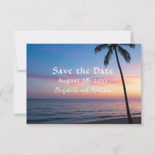 Save The Date Mariage romantique sur la plage de coucher de sole