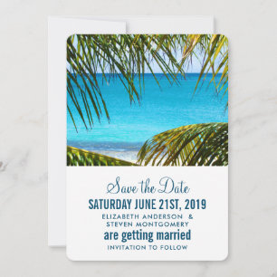 Save The Date Mariage romantique turquoise sur la plage tropical