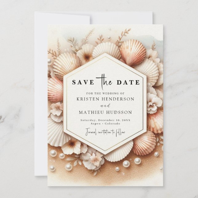 Save The Date Mariage romantique unique sur la plage (Devant)