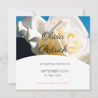 Save The Date Mariage Rose Blanche Moderne Faire Part de Date de