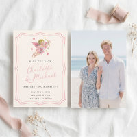 Mariage Rose Cherub Cupidon Rétro Écrit à la Main