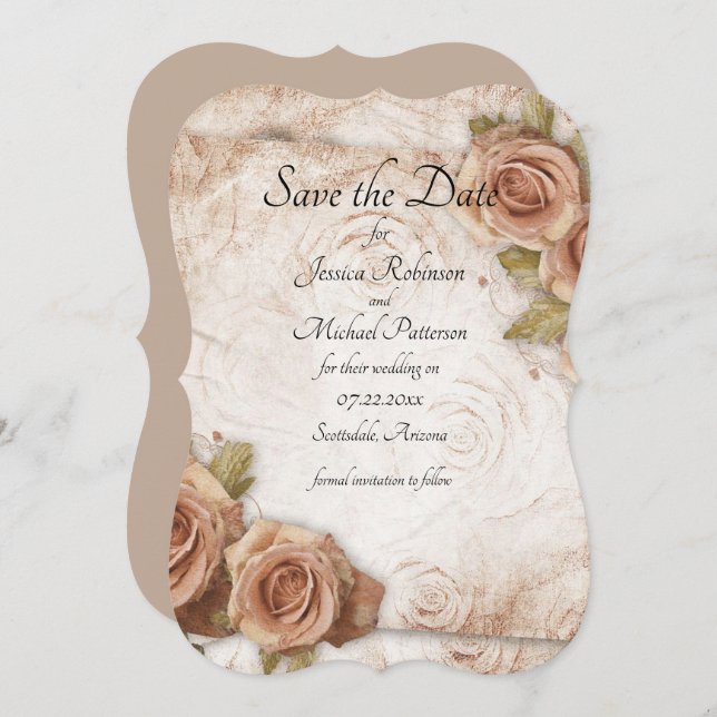 Save The Date Mariage Rose de couleur douce (Devant / Derrière)