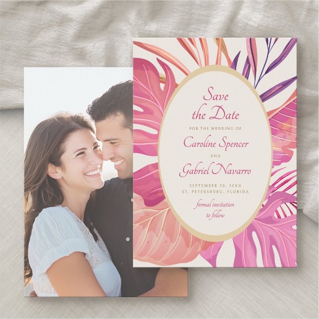 Save The Date Mariage rose de la plage tropicale Enregistrer la  (Créateur téléchargé)