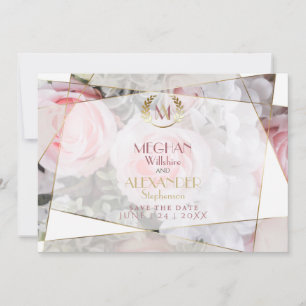 Save The Date Mariage rose géométrique moderne Enregistrer la da