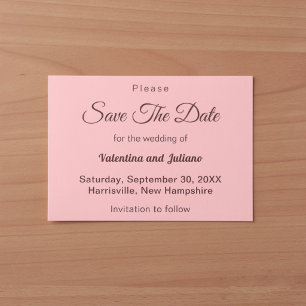 Save The Date Mariage Rose Minimaliste Avec Texte Bourgogne Fonc