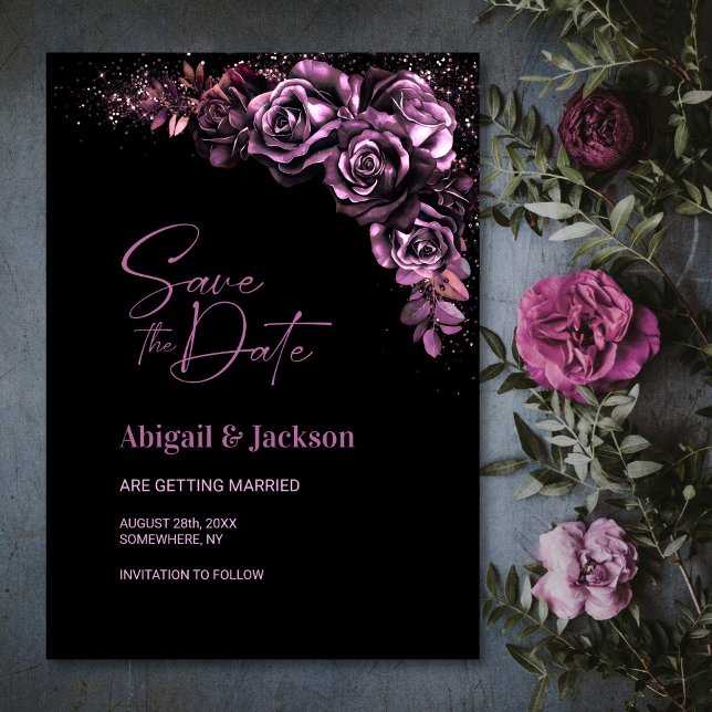 Save The Date Mariage rose moody Enregistrer la date (Créateur téléchargé)