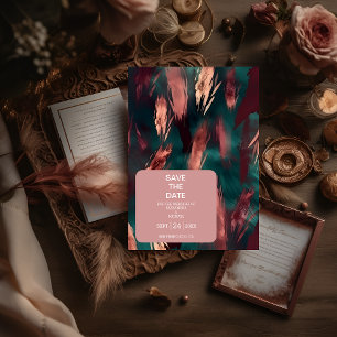 Save The Date mariage rose pâle foncé en cuivre Abstrait
