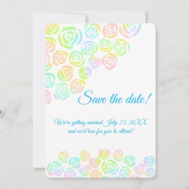 Save The Date Mariage Rose Pastel Rainbow (Devant)