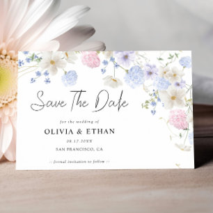 Save The Date Mariage rose pourpre Fleur sauvage printemps