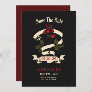 Save The Date Mariage Rose romantique foncé