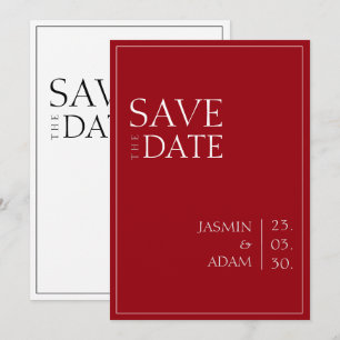 Save The Date Mariage Rouge Cramoisi Enregistrez la Date Typogra