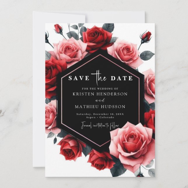 Save The Date Mariage rouge Crimson unique moderne (Devant)